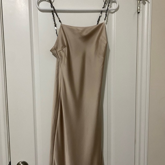 Zara Satin Maxi Dress in Beige - Picture 3 of 8